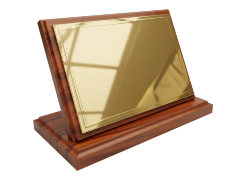 Award trophy plaque achievement recognition prize celebration success honor wooden base