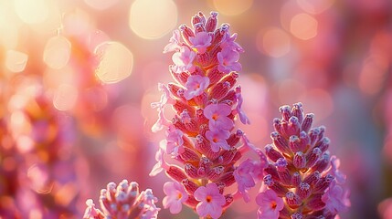 Vibrant pink lavender blossoms in sunlight