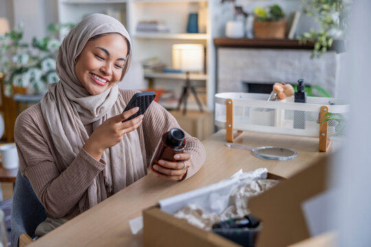 Woman taking picture of internet order