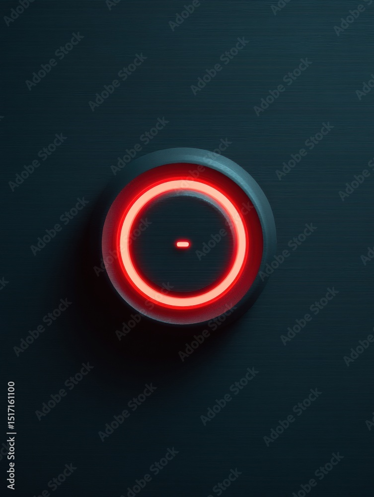 Aufkleber Ominous Glowing Reset Button on a Clean Backdrop Inviting Interaction and Curiosity in a Dark Environment