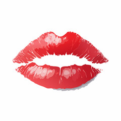 Red Lips Kiss Mark Vector Illustration of a Woman's Lips
