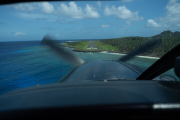 Tropical Island Runway Final Approach from Cockpit