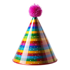 Rainbow Party Hat with Pink PomPom