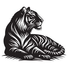 tiger silhouette, editable vector image