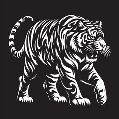 tiger silhouette, editable vector image