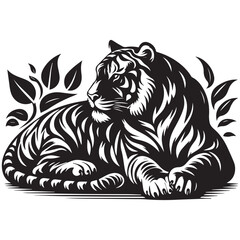 tiger silhouette, editable vector image