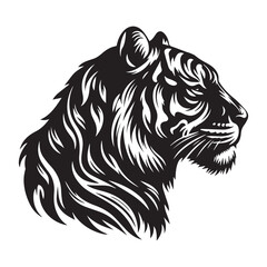 tiger silhouette, editable vector image