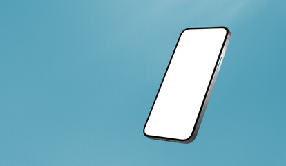Modern Smartphone with Transparent Screen on Blue Wall Background