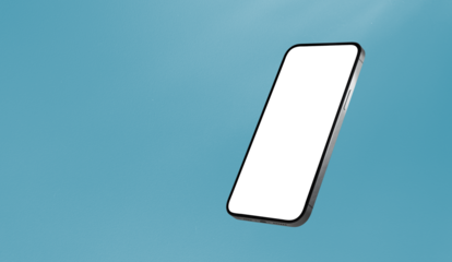 Modern Smartphone with Transparent Screen on Blue Wall Background