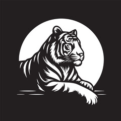 tiger silhouette, editable vector image
