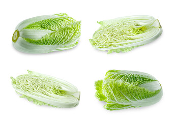 Obraz premium Fresh Chinese cabbage isolated on white, set