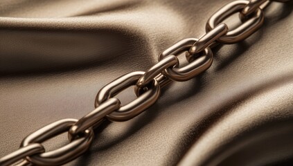 Gold chain on draped satin