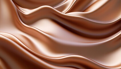 Rich, flowing caramel-toned fabric drapes in soft, subtle waves