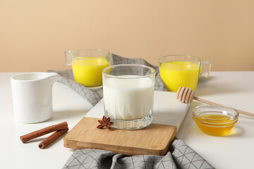 Moon or turmeric milk, concept of tasty drink