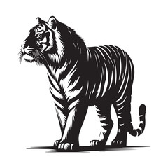tiger silhouette, editable vector image