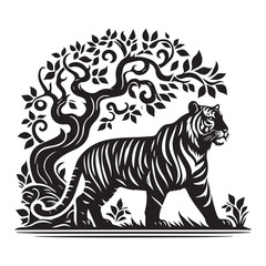 Fototapeta premium tiger silhouette, editable vector image