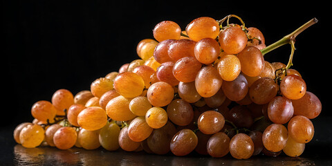 ripe grapes in black background