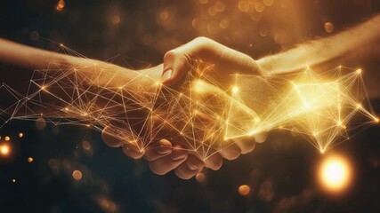 Business handshake forming digital network for partnership and collaboration concept - Powered by Adobe