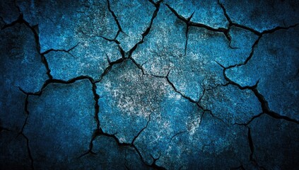 Obraz premium Deep cracks fissure a dark, textured, vibrant blue surface