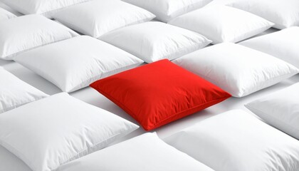 One Red Pillow Among Many White Pillows A Visual Metaphor for Uniqueness