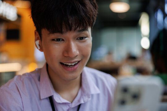 Young man on video call 