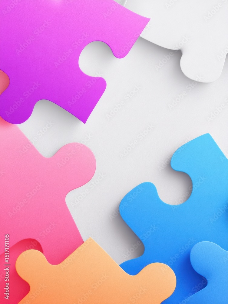 Poster Colorful Mismatched Puzzle Pieces in a Clean User Interface Layout With a Minimalist Design
