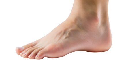 Realistic Human Foot Detailed Anatomy with Transparent Background Ideal for Medical Illustration and Podiatry Concepts Featuring Clean Skin and Nail Health Clipart Isolated
