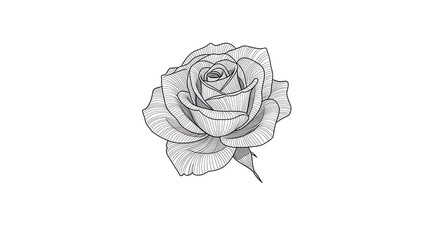 Rose Flower Line Art Illustration on White Background