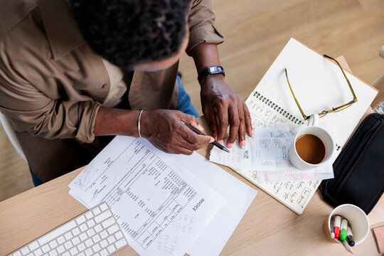 Freelancer working on taxes 