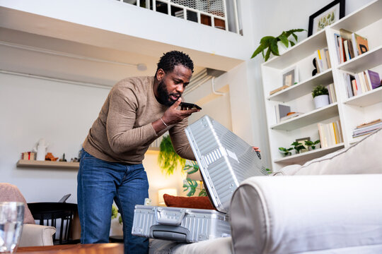 Man calling taxi to go to airport