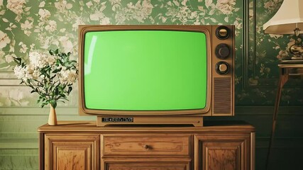 Vintage TV in Forest with Green Screen – Nature Meets Retro Theme for Creative Video Edits - Powered by Adobe