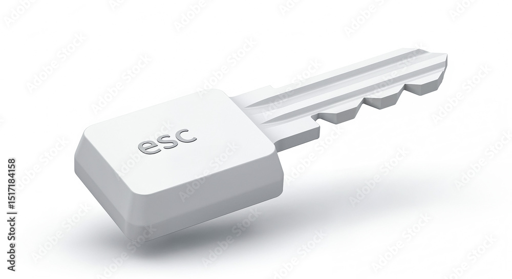 Poster Escape key shaped key representing freedom and problem solving