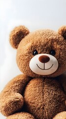 Adorable Brown Teddy Bear Plush Toy Sitting Soft Fur Close Up