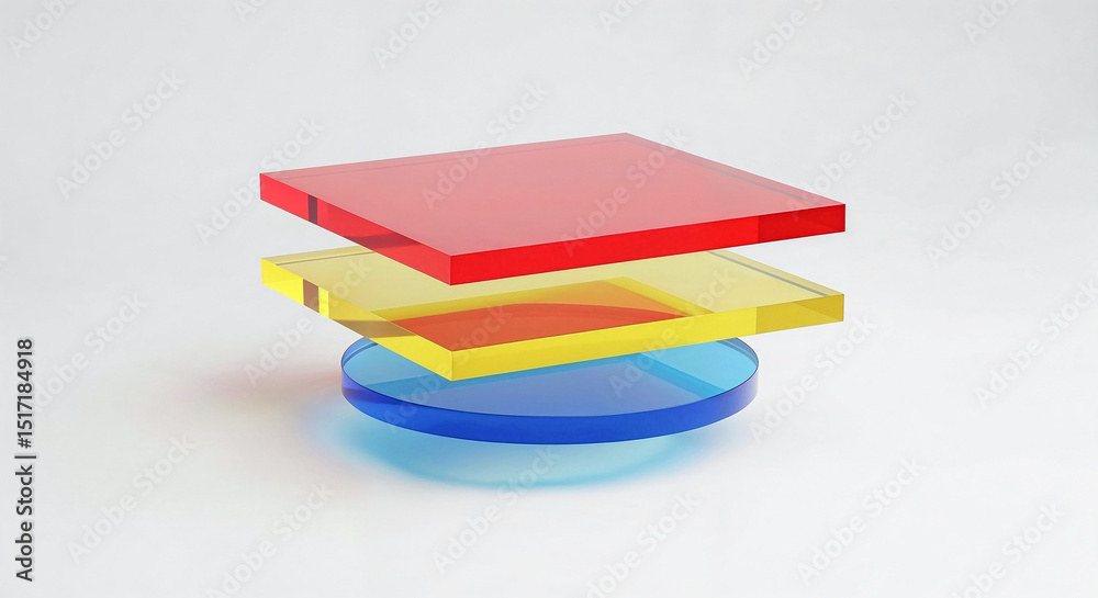 Leinwandbilder colorful plexiglas sheets balancing on white background creating abstract design