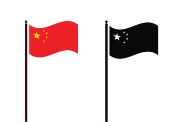 Chinese flag flying on white background