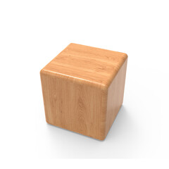 Wooden cube block in different angles 3D render icon set on transparent background