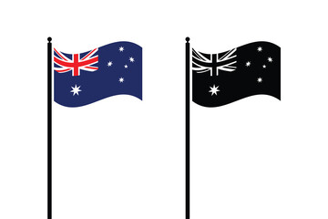 Australian flag flying on white background