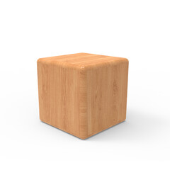 Wooden cube block in different angles 3D render icon set on transparent background