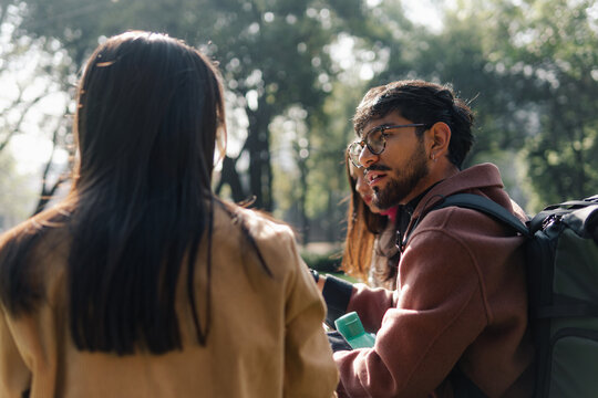 Students talking outdoors