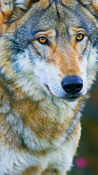 Vertical video closeup wolf