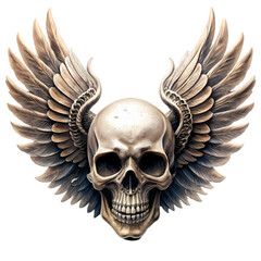 Obraz premium Winged Skull Emblem isolated on transparent baackground