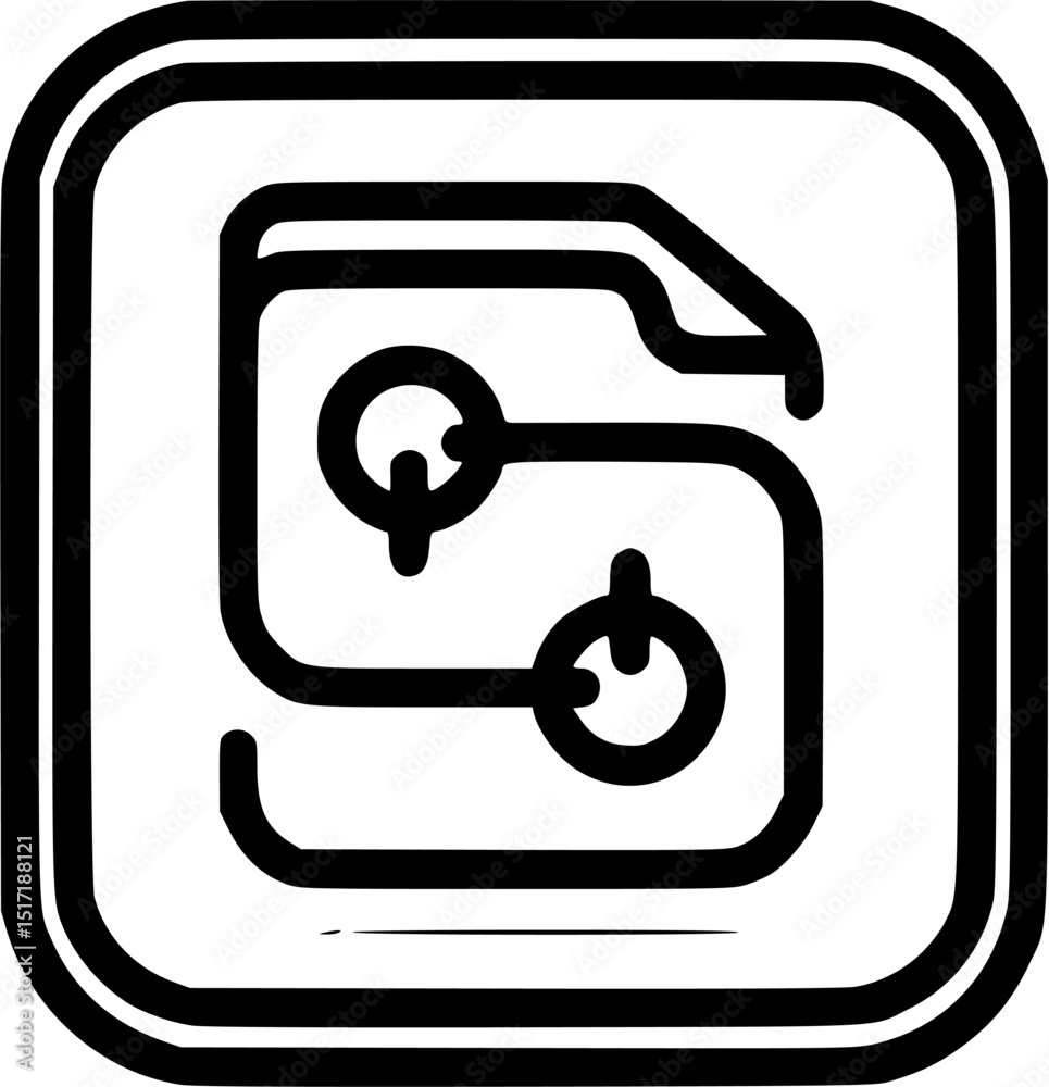 Poster icon within a rounded square depicting a document with connected circles a horizontal line