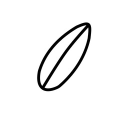 Surfing board icon, sign and symbol icon. Minimalist vector line art. Hand drawn illustration, For icon interface, banner, layout, social media post, flyer and mobile apps.	