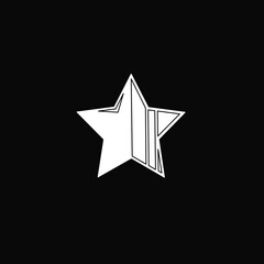 Single star design vector on black background, white single star icon,white star design illustration,single star design stock for template, web and app