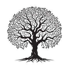 tree silhouette, editable vector image