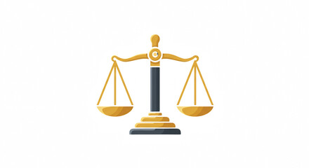 Balance scale illustration against black background representing law and justice