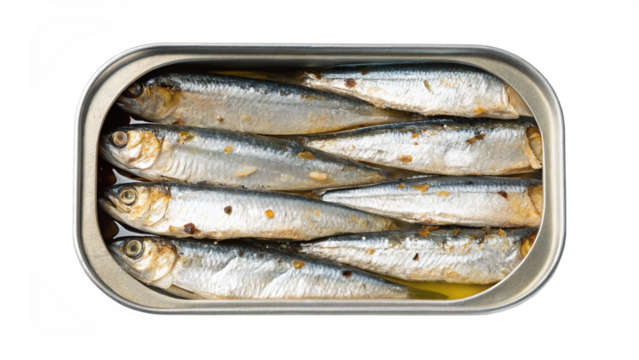 neatly packed sardines in an opened tin can - food preservative