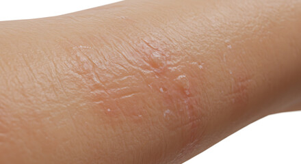 Fototapeta premium Close-up of Dry, Cracked Skin on Fair-Skinned Forearm