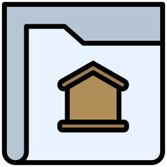 Real Estate Document Icon, Outline Flat Design Style Icon Symbol