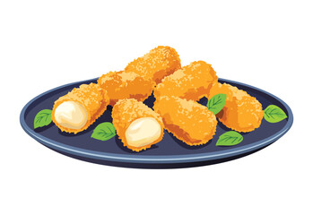 Fried Cheese Croquettes Platter - Vector Illustration